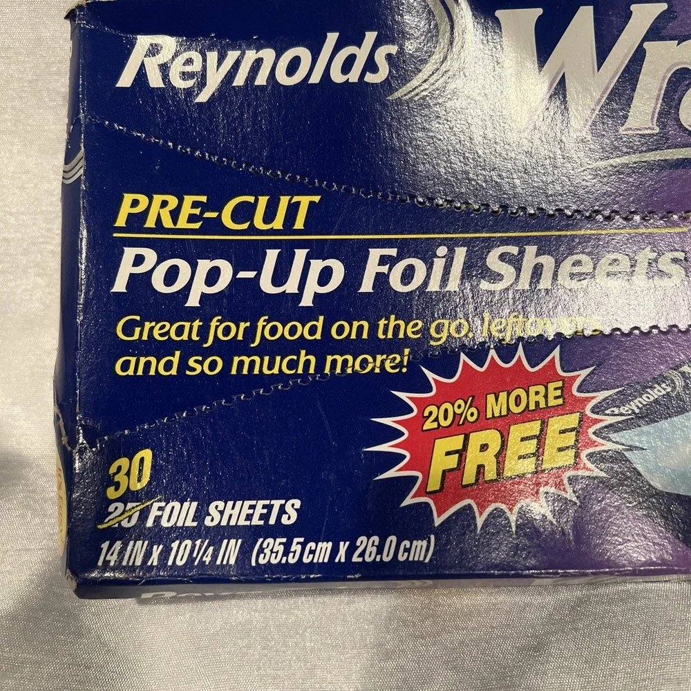Vintage 2003 Reynolds Wrappers Aluminum Foil 30 Count Pre Cut Pop Up Sheets New